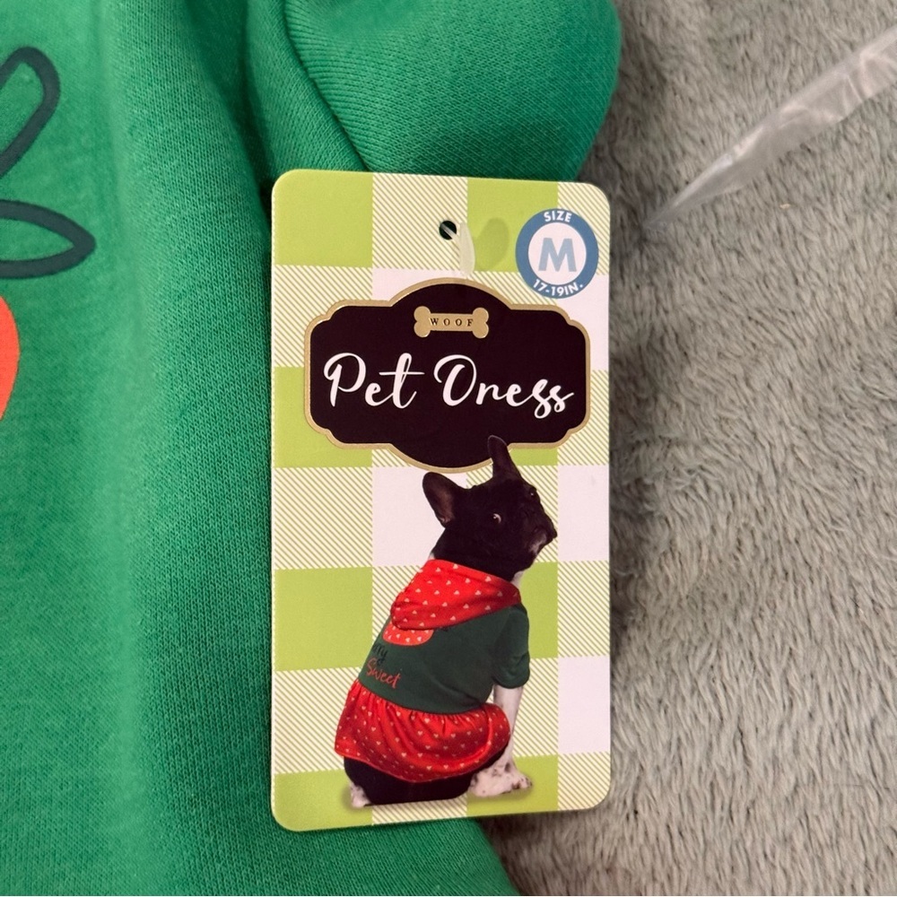 Woof Pet Berry Sweet Dog Dress Hoodie Size M Strawberry Hooded Pet Outfit - Picture 2 of 5